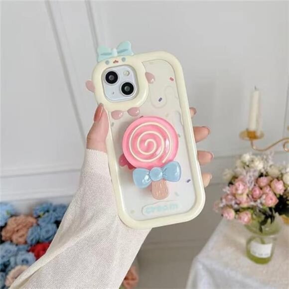 iPhone 13 Pro Max Phone Case Soft Silicone Cute Donut Design Lollipop Holder - Picture 1 of 5